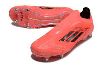 Men's Adidas F50 Elite Laceless SG Soft Ground Low-Tops Football Boots - Red/Black/Silver