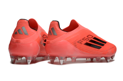 Men's Adidas F50 Elite Laceless SG Soft Ground Low-Tops Football Boots - Red/Black/Silver