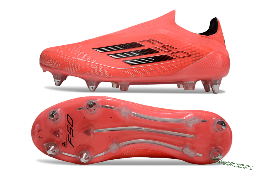 Men's Adidas F50 Elite Laceless SG Soft Ground Low-Tops Football Boots - Red/Black/Silver 1