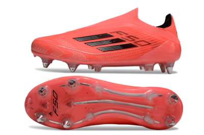 Men's Adidas F50 Elite Laceless SG Soft Ground Low-Tops Football Boots - Red/Black/Silver