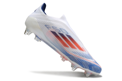 Men's Adidas F50 Elite Laceless SG Soft Ground Low-Tops Football Boots - White/Blue/Red
