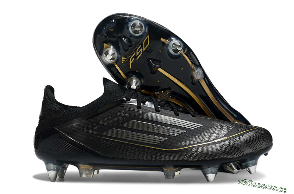 Men's Adidas F50 Elite SG Soft Ground Low-Tops Football Boots - Black/Silver/Gold 2