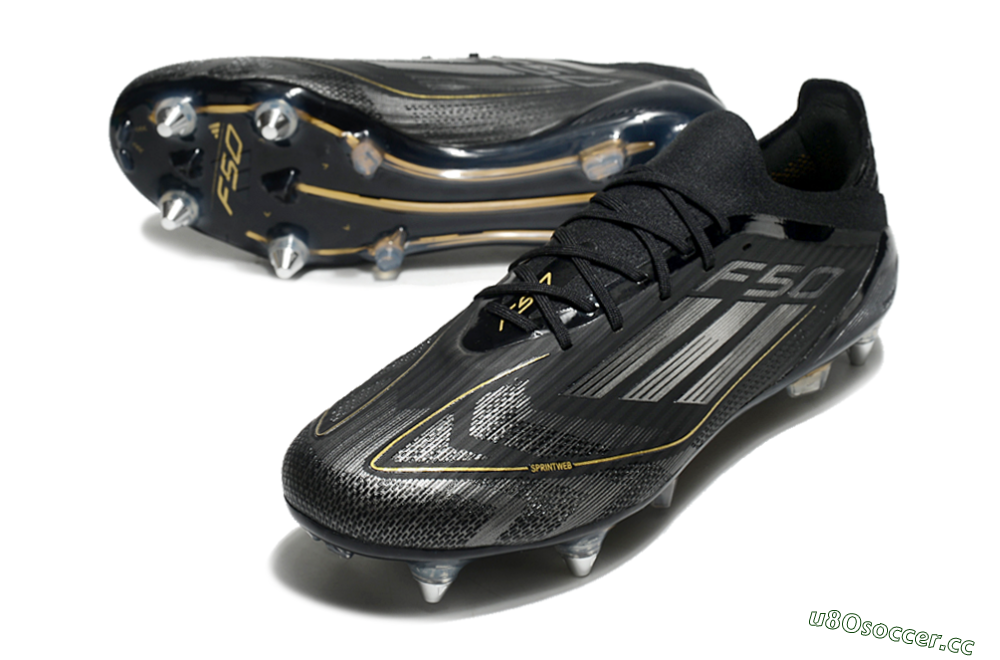 Men's Adidas F50 Elite SG Soft Ground Low-Tops Football Boots - Black/Silver/Gold 3