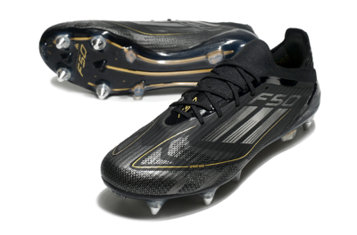 Men's Adidas F50 Elite SG Soft Ground Low-Tops Football Boots - Black/Silver/Gold