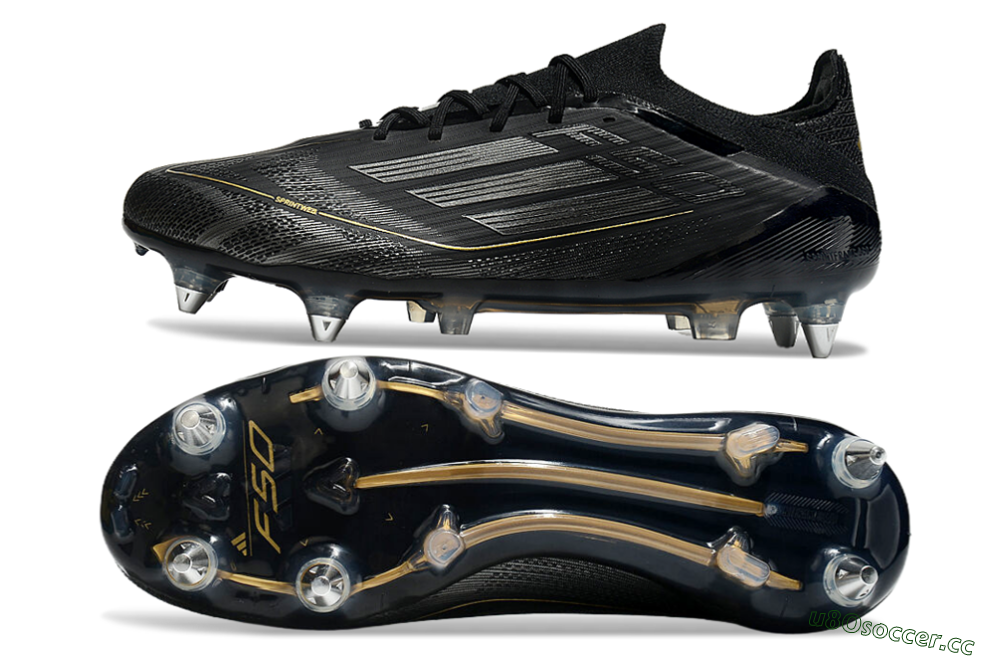 Men's Adidas F50 Elite SG Soft Ground Low-Tops Football Boots - Black/Silver/Gold 1