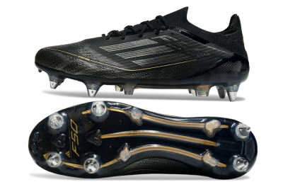 Men's Adidas F50 Elite SG Soft Ground Low-Tops Football Boots - Black/Silver/Gold