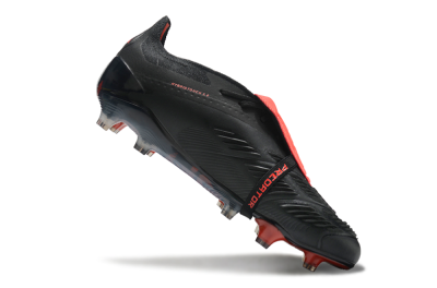 Men's Adidas Predator Elite Tongue FG Firm Ground Low-Tops Football Boots - Black/Silver/Red