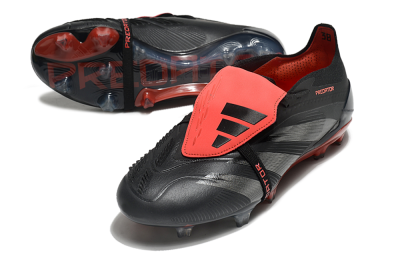 Men's Adidas Predator Elite Tongue FG Firm Ground Low-Tops Football Boots - Black/Silver/Red