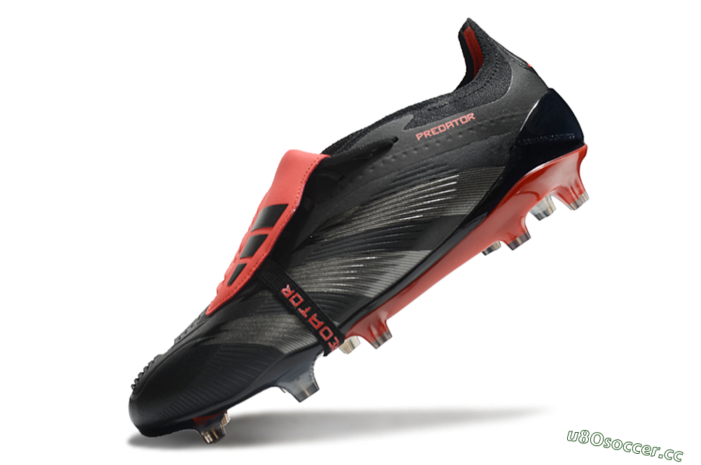 Men's Adidas Predator Elite Tongue FG Firm Ground Low-Tops Football Boots - Black/Silver/Red 5