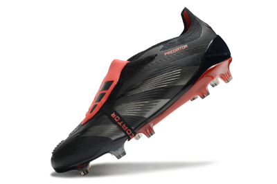 Men's Adidas Predator Elite Tongue FG Firm Ground Low-Tops Football Boots - Black/Silver/Red