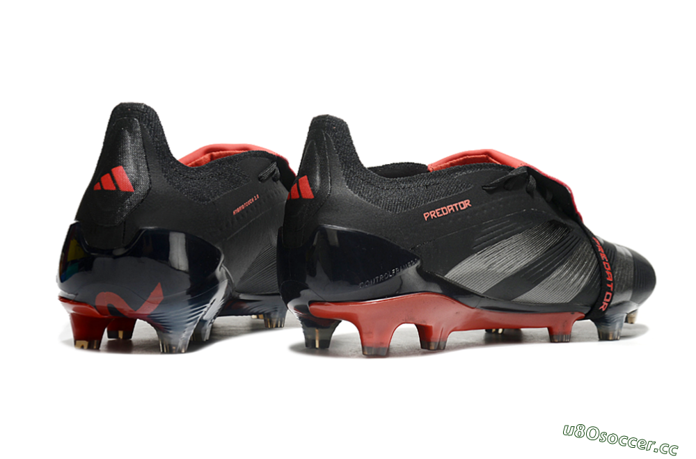 Men's Adidas Predator Elite Tongue FG Firm Ground Low-Tops Football Boots - Black/Silver/Red 6