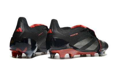 Men's Adidas Predator Elite Tongue FG Firm Ground Low-Tops Football Boots - Black/Silver/Red