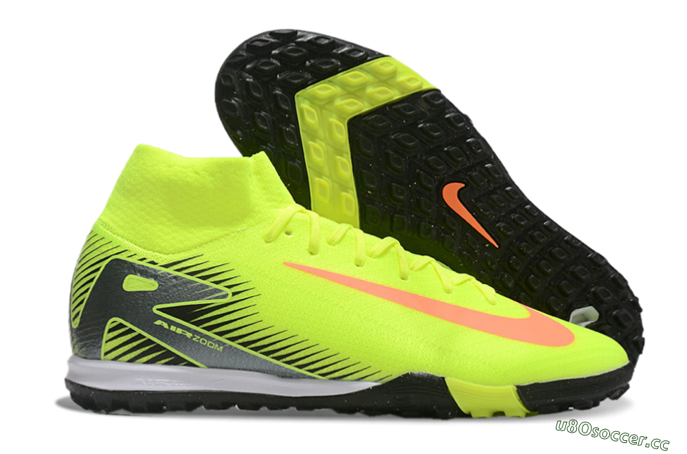 Men's Nike Air Zoom Mercurial Superfly 10 Elite TF Artificial Turf High-Tops Football Shoes - Yellow/Orange/Silver/White 2