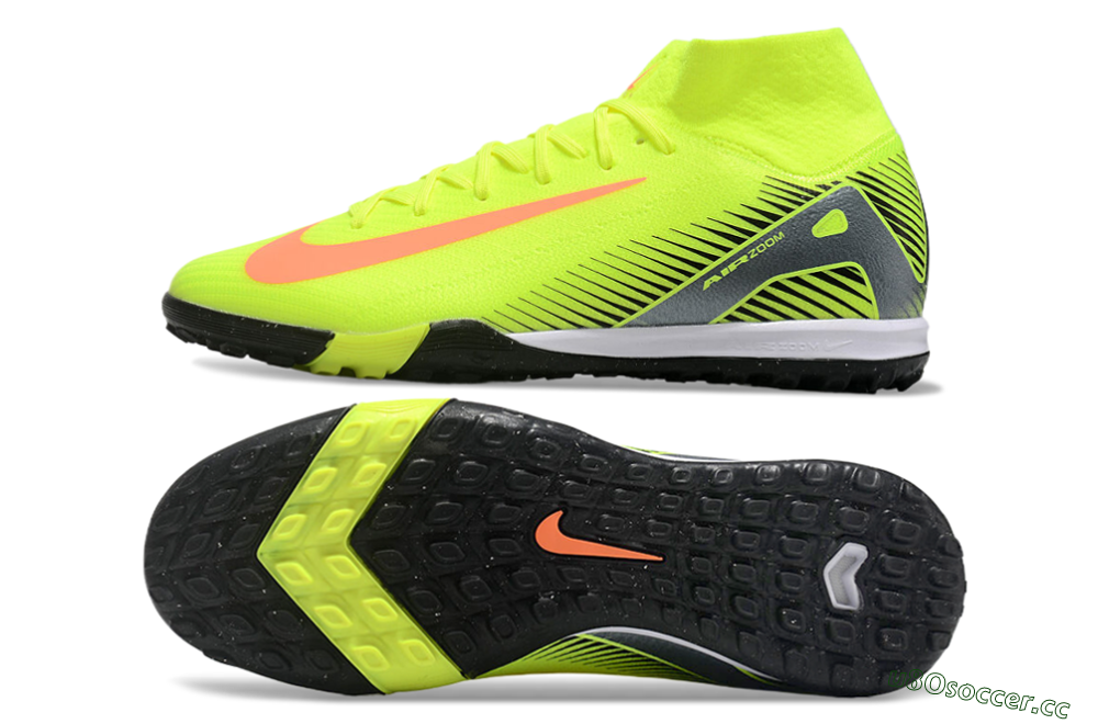 Men's Nike Air Zoom Mercurial Superfly 10 Elite TF Artificial Turf High-Tops Football Shoes - Yellow/Orange/Silver/White 1