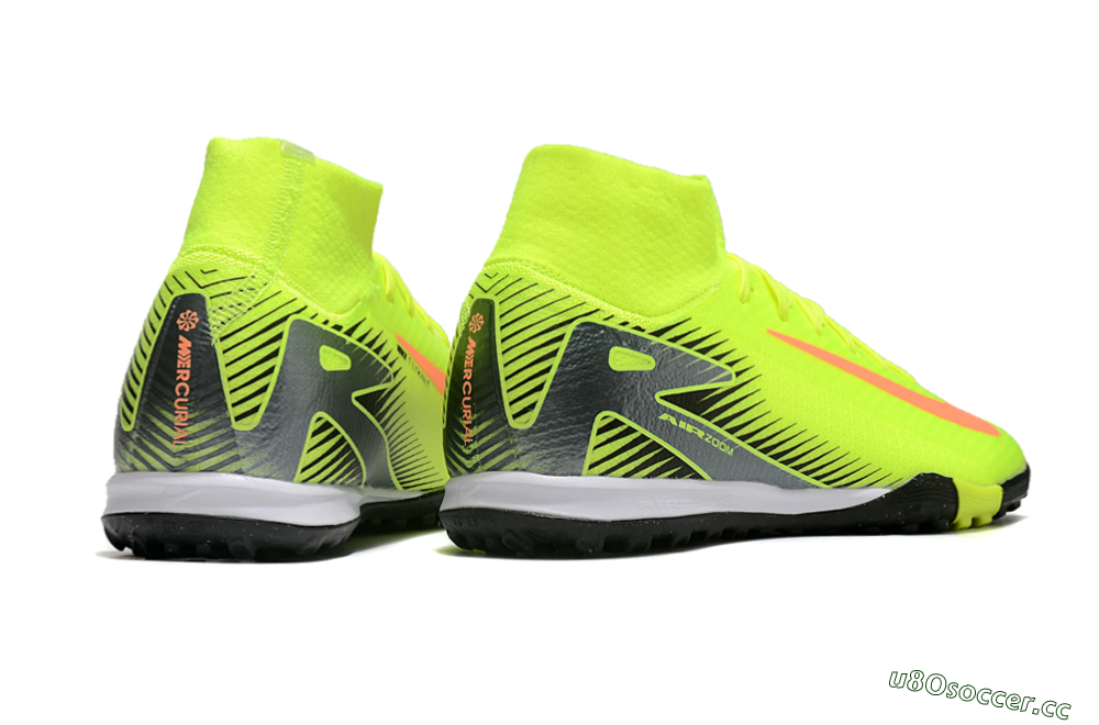 Men's Nike Air Zoom Mercurial Superfly 10 Elite TF Artificial Turf High-Tops Football Shoes - Yellow/Orange/Silver/White 6