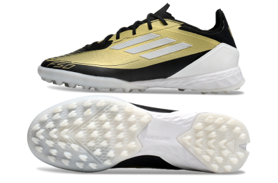 Men's Adidas F50 Pro TF Artificial Turf Low-Tops Football Shoes - Gold/White/Black