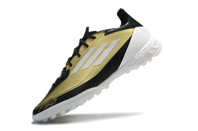 Men's Adidas F50 Pro TF Artificial Turf Low-Tops Football Shoes - Gold/White/Black