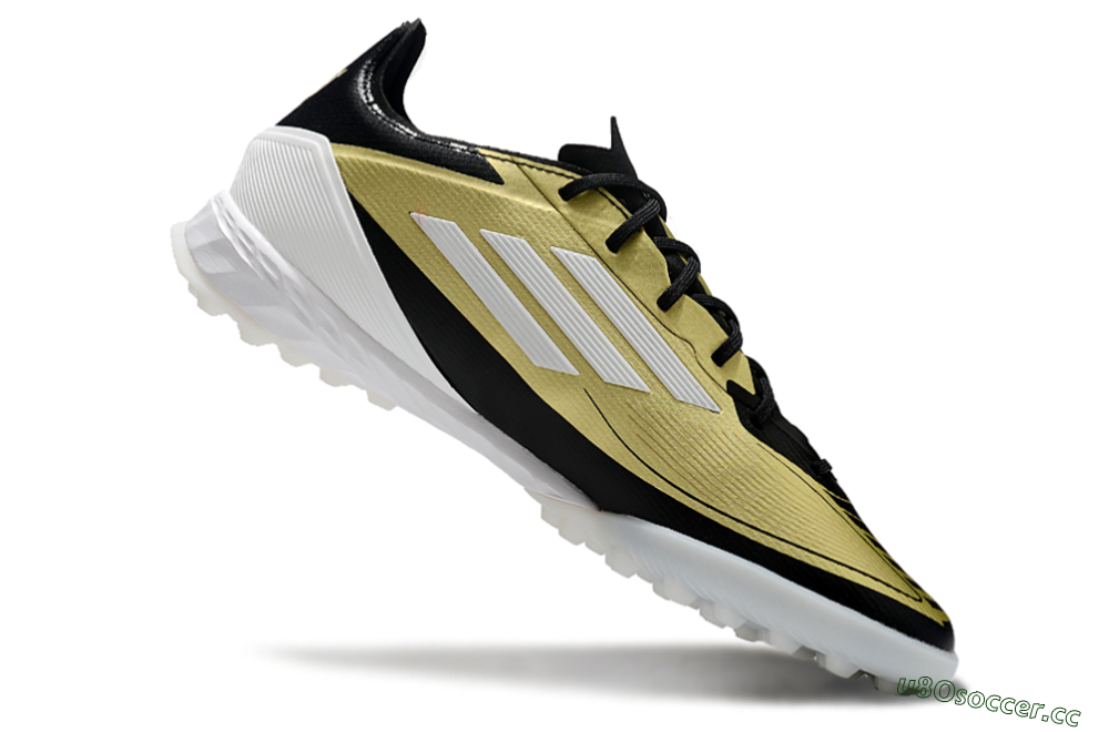 Men's Adidas F50 Pro TF Artificial Turf Low-Tops Football Shoes - Gold/White/Black 4