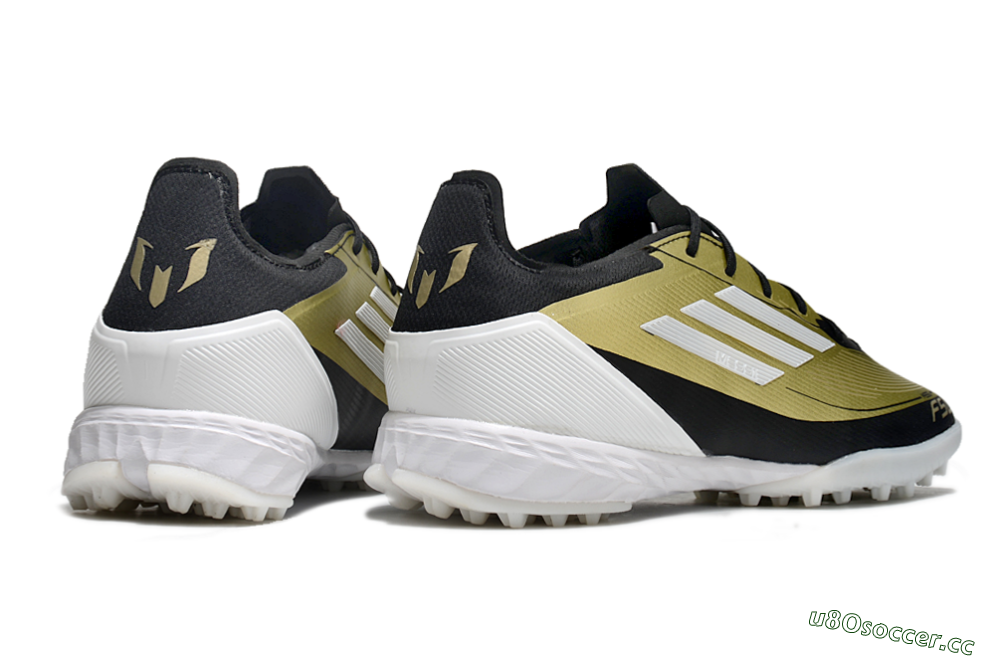 Men's Adidas F50 Pro TF Artificial Turf Low-Tops Football Shoes - Gold/White/Black 6