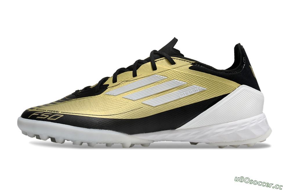 Men's Adidas F50 Pro TF Artificial Turf Low-Tops Football Shoes - Gold/White/Black 0