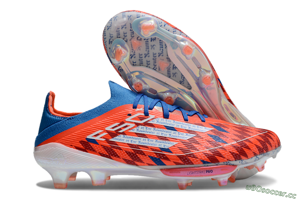 Men's Adidas F50+ Lightstrike Elite FG Firm Ground Low-Tops Football Boots - Red/Blue/White 2
