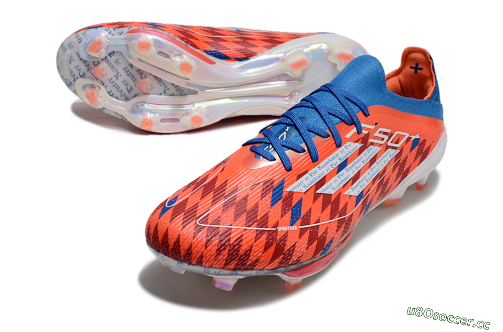 Men's Adidas F50+ Lightstrike Elite FG Firm Ground Low-Tops Football Boots - Red/Blue/White 3