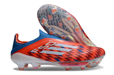 Men's Adidas F50+ Lightstrike Elite Laceless FG Firm Ground Low-Tops Football Boots - Red/Blue/White
