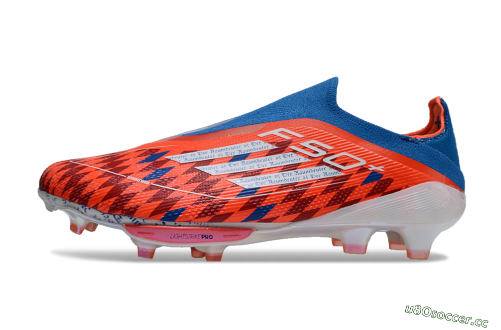 Men's Adidas F50+ Lightstrike Elite Laceless FG Firm Ground Low-Tops Football Boots - Red/Blue/White 0