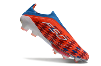 Men's Adidas F50+ Lightstrike Elite Laceless FG Firm Ground Low-Tops Football Boots - Red/Blue/White