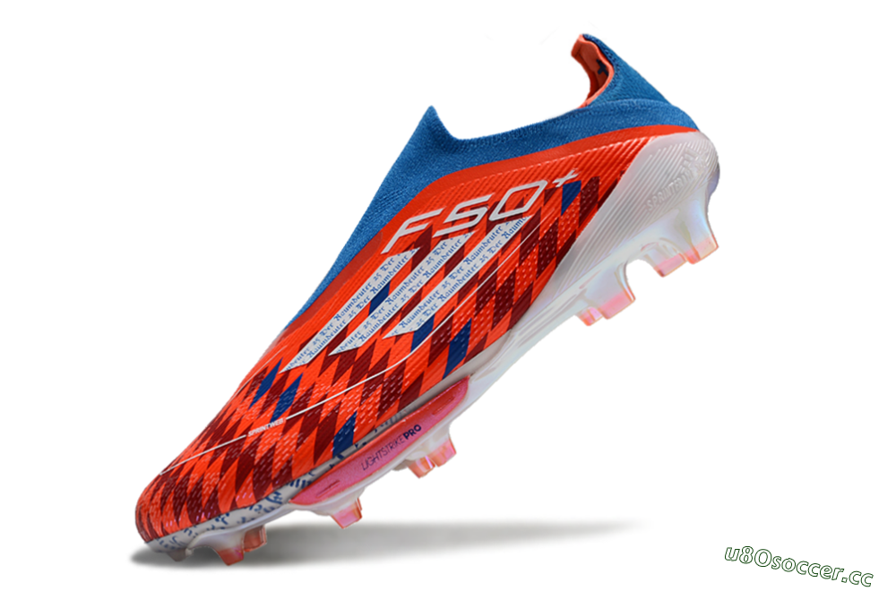 Men's Adidas F50+ Lightstrike Elite Laceless FG Firm Ground Low-Tops Football Boots - Red/Blue/White 5