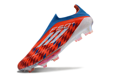 Men's Adidas F50+ Lightstrike Elite Laceless FG Firm Ground Low-Tops Football Boots - Red/Blue/White