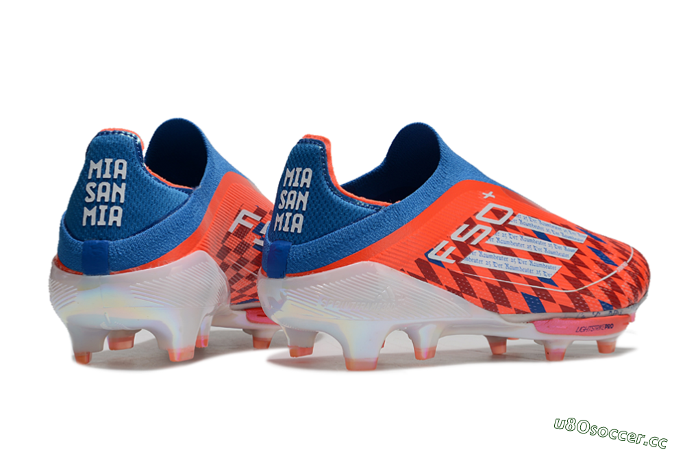 Men's Adidas F50+ Lightstrike Elite Laceless FG Firm Ground Low-Tops Football Boots - Red/Blue/White 6