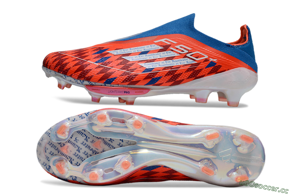 Men's Adidas F50+ Lightstrike Elite Laceless FG Firm Ground Low-Tops Football Boots - Red/Blue/White 1
