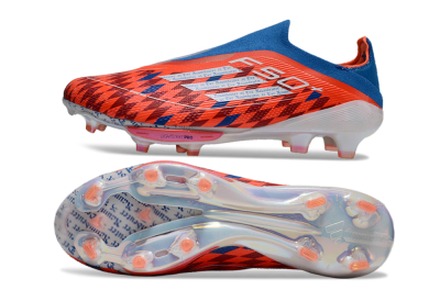 Men's Adidas F50+ Lightstrike Elite Laceless FG Firm Ground Low-Tops Football Boots - Red/Blue/White