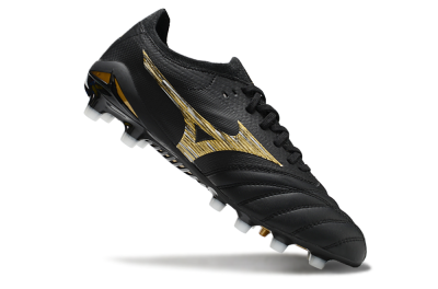 Men's Mizuno Morelia Neo 4 FG Firm Ground Low-Tops Football Boots - Black/Gold/White