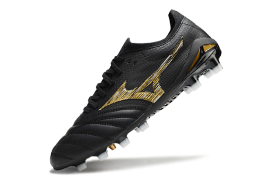 Men's Mizuno Morelia Neo 4 FG Firm Ground Low-Tops Football Boots - Black/Gold/White