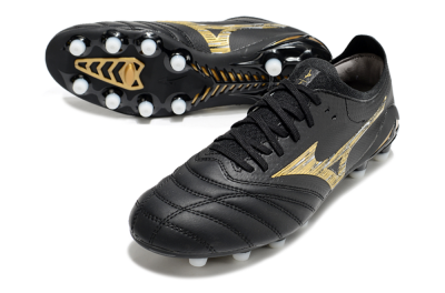 Men's Mizuno Morelia Neo 4 FG Firm Ground Low-Tops Football Boots - Black/Gold/White