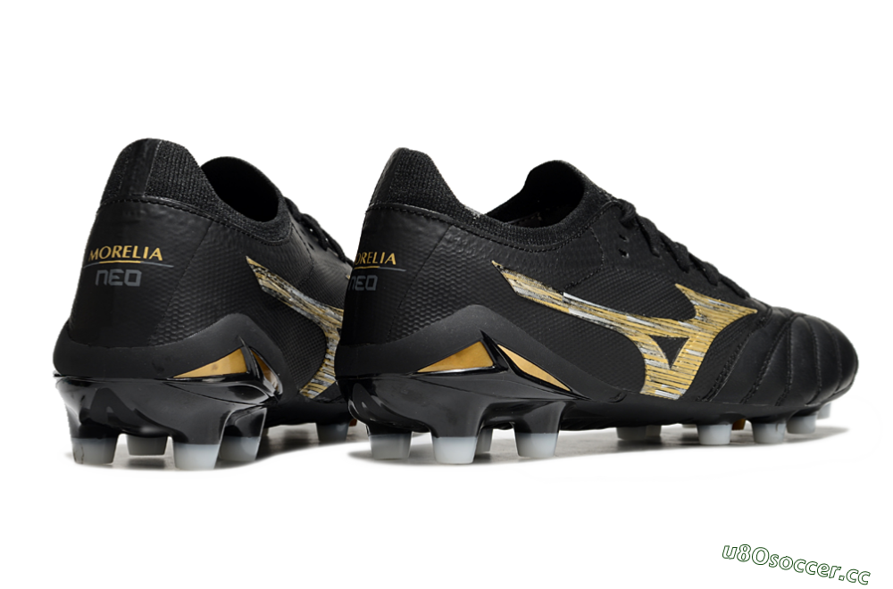Men's Mizuno Morelia Neo 4 FG Firm Ground Low-Tops Football Boots - Black/Gold/White 6
