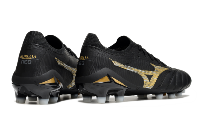 Men's Mizuno Morelia Neo 4 FG Firm Ground Low-Tops Football Boots - Black/Gold/White