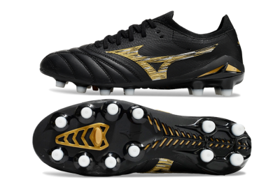Men's Mizuno Morelia Neo 4 FG Firm Ground Low-Tops Football Boots - Black/Gold/White
