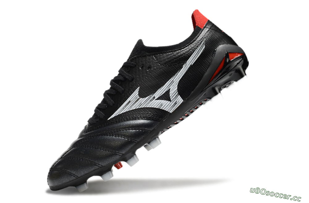 Men's Mizuno Morelia Neo 4 FG Firm Ground Low-Tops Football Boots - Black/White/Red 5