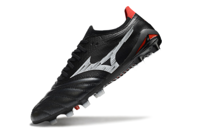 Men's Mizuno Morelia Neo 4 FG Firm Ground Low-Tops Football Boots - Black/White/Red