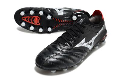 Men's Mizuno Morelia Neo 4 FG Firm Ground Low-Tops Football Boots - Black/White/Red