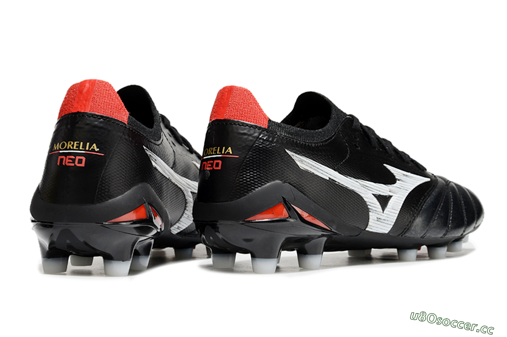 Men's Mizuno Morelia Neo 4 FG Firm Ground Low-Tops Football Boots - Black/White/Red 6