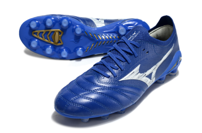 Men's Mizuno Morelia Neo 4 FG Firm Ground Low-Tops Football Boots - Blue/White/Gold