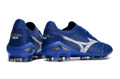 Men's Mizuno Morelia Neo 4 FG Firm Ground Low-Tops Football Boots - Blue/White/Gold