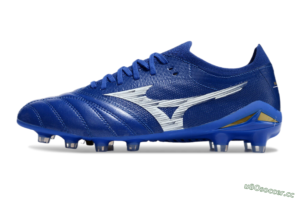 Men's Mizuno Morelia Neo 4 FG Firm Ground Low-Tops Football Boots - Blue/White/Gold 0