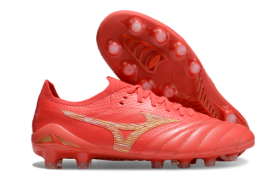 Men's Mizuno Morelia Neo 4 FG Firm Ground Low-Tops Football Boots - Red/Gold