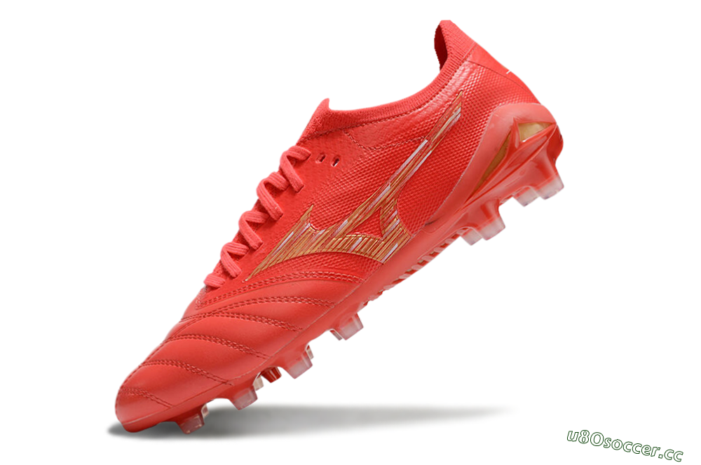 Men's Mizuno Morelia Neo 4 FG Firm Ground Low-Tops Football Boots - Red/Gold 5