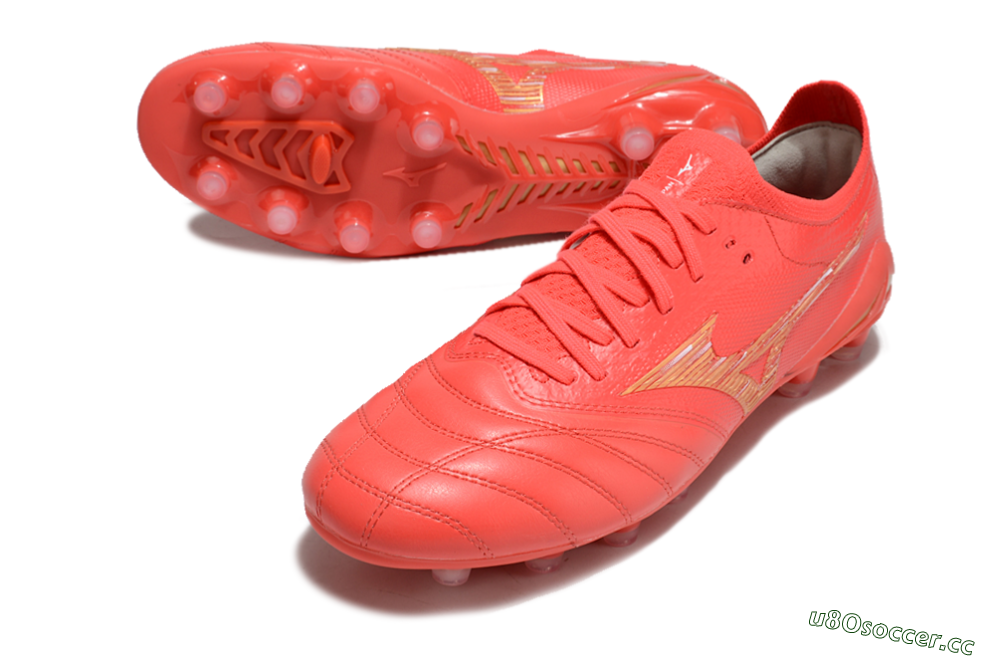 Men's Mizuno Morelia Neo 4 FG Firm Ground Low-Tops Football Boots - Red/Gold 3